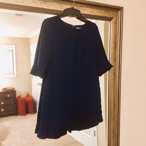NWT CeCe Navy Shift Dress with Ruffled Hem